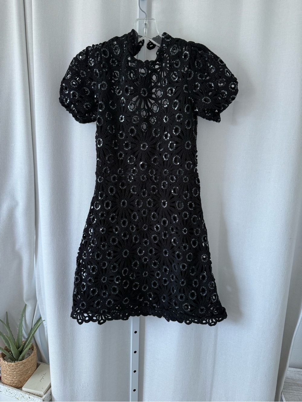 Maje sequin and crochet lace up back mini dress NO OFFERS